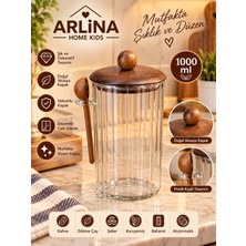 Arlina Home Kids 1000ML Akasya Kapaklı Kaşıklı Cam Kavanoz