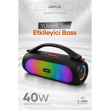 Jopus 40W Yüksek Sesli Şarjlı Taşınabilir Bluetooth Hoparlör Kablosuz Speaker Aux USB Sd Kart Girişli