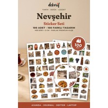 Dekorif Nevşehir Sticker Seti 100 Adet - Peribacaları Uçhisar Testi Kebabı Gerçekçi Ajanda Journal Çıkartma