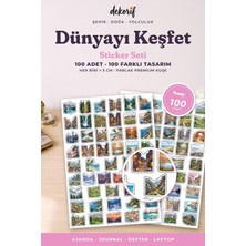 Dekorif Seyahat Manzara Sticker Seti 100 Adet - Şehir Doğa Yolculuk Renkli Ajanda Journal Defter Çıkartma