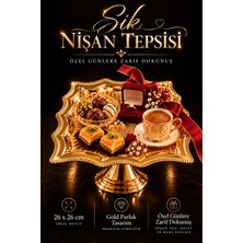 Jasper Nişane Kare Gold Ayaklı Sunum Tepsisi – Nişan, Söz, Kahve ve Ikramlık Servis Tepsisi