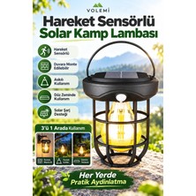 Volemi V-101 Hareket Sensörlü Solar Şarjlı Kamp Lambası Duvara Monte Edilebilir Askılı LED Fener