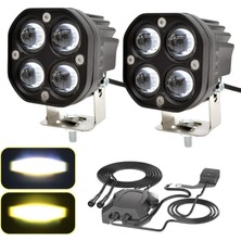 Nzm Store Motosiklet LED Sis Farı Set ve Tüm Montaj Aparatları Sis Farı Takımı Kablo Seti ile Kolay Kurulum