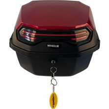 Nzm Store XT08-BR 32 Litre Motosiklet Arka Çanta Koyu Kırmızı Parlak Su Geçirmez Abs Çift Kilitleme Üniversal