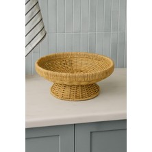 Kitchen Life Rattan Yuvarlak Hasır Sunumluk Meyve Sepeti,kahverengi