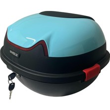Nzm Store XT11-LB 28 Litre Motosiklet Arka Çanta Açık Mavi Parlak Su Geçirmez Abs Çift Kilitleme Üniversal