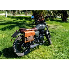 Nzm Store Motosiklet Çantası, Motosiklet Yan Çantası, Kanvas Çanta, Geçme Kilit Aksesuarlı, Kahverengi