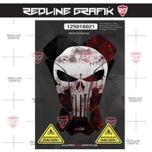 Nzm Store Redline Grafik | Punisher Desenli Motosiklet Tank Pad Universal Model