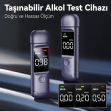 Nzm Store Dijital Alkolmetre, LCD Ekranlı, Type-C Şarjlı, Sesli ve Işıklı Uyarı Sistemi, Taşınabilir Alkol Test Cihazı, Temassız, Ağızlıksız, Hijyenik