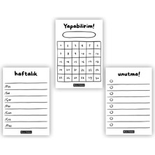 Nzm Store Minimal Plan 3lü Set, 3 Adet A7 Boyut, Mini Tutkallı Bloknot, Not Kağıdı, Herbiri 50 Yaprak