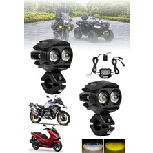 Nzm Store Motosiklet LED Sis Farı Seti Çift Renk Tüm Montaj Aparatları ve Kablo Set ile Kolay Montaj Ms2-Set