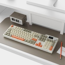Nzm Store Ajazz AK35I V3 Kablosuz Mekanik Oyuncu Klavyesi-Gasket Gövde Yapısı Dinamik Rgb-Tft Ekranlı Bej/avakado Switch