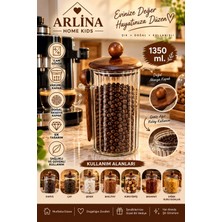 Arlina Home Kids 1350 ml Akasya Kapaklı Kaşıklı Cam Kavanoz