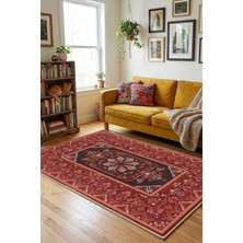 Monnhein Bordo Halı 0610 - Yıkanabilir, Kaymaz Taban, Dijital Baskılı, Leke Tutmaz, Ince Hav, Modern Salon, Oturma Odası, Yatak Odası ve Mutfak Için Dekoratif Halı