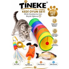 Nzm Store Tineke Tineke 5’li Kedi Oyuncak Seti – Oyun Tüneli Elastik Olta Ip Top Tüylü Top ve Peluş Oyuncak Turuncu
