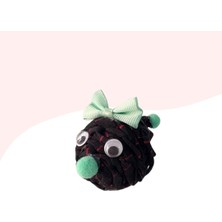Nzm Store Çıngıraklı Örme Kedi Oyuncağı 9cm Siyah Desenli