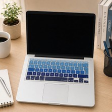 Nzm Store MacBook Klavye Filmi Türkçe Q Kaplama Ultra Ince Silikon Air Pro Eski USB Li Modeller 2008-2017 Uyumlu Yıkanabilir Koruyucu Film Renkli Baskı Lacivert Mavi