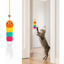 Nzm Store Kedi Oyuncağı Kapı Asma Renkli Tırtıl, Zilli ve Tüylü Asılı Oyuncak, Sallanan Interaktif Avlanma ve Egzersiz Oyuncağı