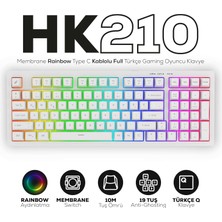 Nzm Store HK210 Membrane Rainbow Type C Kablolu Full Türkçe Gaming Klavye (Beyaz)
