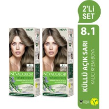 Nevacolor Natural Colors 2'Lİ SET 8.1 KÜLLÜ AÇIK SARI Kalıcı Krem Saç Boyası Seti