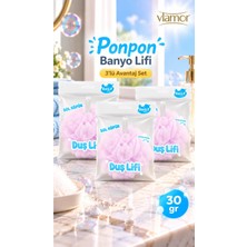 Vlamor Banlif Ponpon Banyo Lifi Pembe 30 Gr,yumuşak Duş Süngeri 3'lü Avantaj Set