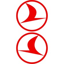 Quart Aksesuar 8 x 8 cm Türk Hava Yolları Sticker Oto Sticker Araba Cam Sticker Kırmızı