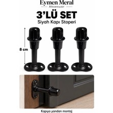 Eymen Meral Aksesuar 3lü Siyah 8cm Lüx Metal Kapı Tamponu (Vidalar Dahildir)