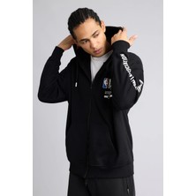 DeFacto Pamuklu NBA Wordmark Oversize Kapüşonlu Fermuarlı Sweatshirt G0264AX26SP