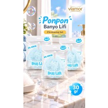 Vlamor Banlif Ponpon Banyo Lifi Mavi 30 Gr,yumuşak Duş Süngeri 3'lü Avantaj Set