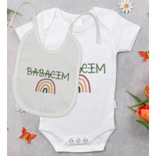 BK Gift Bk Kids Babalar Günü Tasarımlı Bebek Body Zıbın ve Mama Önlüğü Hediye Seti - Model 1 12-18 Ay