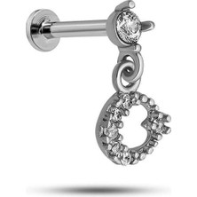 Nereze 925 Ayar Gümüş Rodyumlu Minimal Ayyıldız Tragus Piercing Küpe