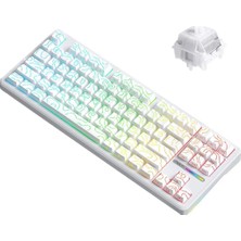 Aula F87 Pro Mekanik Rgb Tkl Kayhua Intelligent Switch Kablosuz Makrolu Hot Swap Klavye Desenli Beyaz