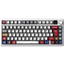 Aula F75 Max Mekanik Rgb Tkl Graywood V4 Switch Kablosuz Makrolu Hot Swap Türkçe Q Klavye Comic