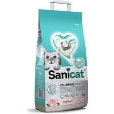Sanicat Clumping White Gül Kokulu Kedi Kumu 8l
