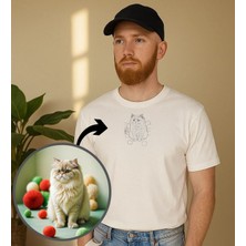 Bk Gift Kişiye Özel Evcil Hayvan Line Art Tasarımlı Erkek Tişört, Sevgiliye Hediye, Arkadaşa Hediye, Trend T-Shirt Small - Beyaz