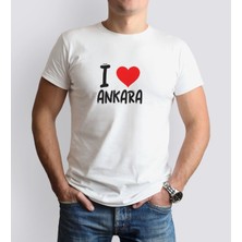 Bk Gift I Love Ankara Tasarımlı Erkek Yuvarlak Yaka Tişört-1 x Large