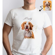 Bk Gift Kişiye Özel Evcil Hayvan Tasarımlı Erkek Beyaz Tişört-7, Sevgiliye Hediye, Arkadaşa Hediye, Trend T-Shirt Large