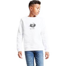 Qivi Unisex Çocuk Beyaz Ulu Önder Atatürk Saygıyla ve Özlemle Baskılı Sweatshirt BGA2732-COCSW, 7-10 Yaş