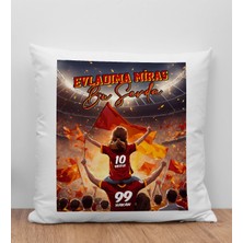 Bk Gift Kişiye Özel Isimli Baba-Kız Sarı Kırmızı Evladıma Miras Bu Sevda Beyaz Kırlent Yastık-2, Doğum Günü Hediyesi, Taraftar Hediyesi
