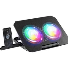 Ps Çift Fanlı Laptop Soğutucu Rgb Işıklı Sessiz Notebook Standı