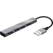 Trust Halyx 4-Port Mini USB Hub – Kompakt Tasarım, USB 2.0, Tak ve Çalıştır, Pc ve Mac Uyumlu, Taşınabilir ve Dayanıklı