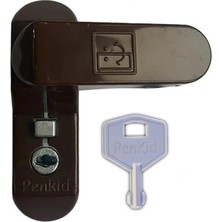 Penkid Pvc Çocuk Emniyet Mandalı Güvenlik Kilidi Düğmeli Anahtarlı (Koyu Kahve, 1)