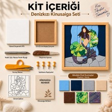 Kitier Denizkızı Kinusaiga Kumaş Tablo Hobi Kiti, Çerçeveli Kendin Yap Seti 23X23 cm