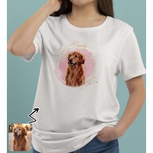 Bk Gift Kişiye Özel Evcil Hayvan Tasarımlı Kadın Beyaz Tişört-4, Sevgiliye Hediye, Arkadaşa Hediye, Trend T-Shirt Large