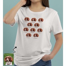 Bk Gift Kişiye Özel Evcil Hayvan Tasarımlı Kadın Beyaz Tişört-10, Sevgiliye Hediye, Arkadaşa Hediye, Trend T-Shirt Large