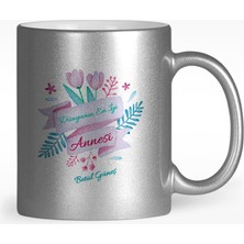 BK Gift Kişiye Özel Dünyanın En Iyi Annesi Tasarımlı Gümüş Yaldızlı Kupa Bardak - 12
