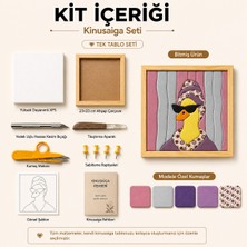 Kitier Mor Ördek Kinusaiga Kumaş Tablo Hobi Kiti, Çerçeveli Hobi Seti 23X23 cm