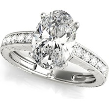 Lial Diamond Oval Kesim Vintage Dört Tırnaklı Pırlanta Yüzük, 1 Karat Merkez Taşlı Laboratuvar Pırlanta Yüzük, 14 Ayar Beyaz Altın, BV83285