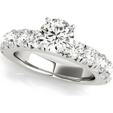 Lial Diamond Yuvarlak Kesim Tektaş Yan Taşlı Yüzük, 1 Karat Merkez Taşlı Laboratuvar Pırlanta Yüzük, 14 Ayar Beyaz Altın, BV50772