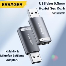 Str Store USB To 3.5mm Jack Çevirici Dönüştürücü Usbden Kulaklık Mikrofon Giriş Dönüştürücü Ses Dönüştürücü